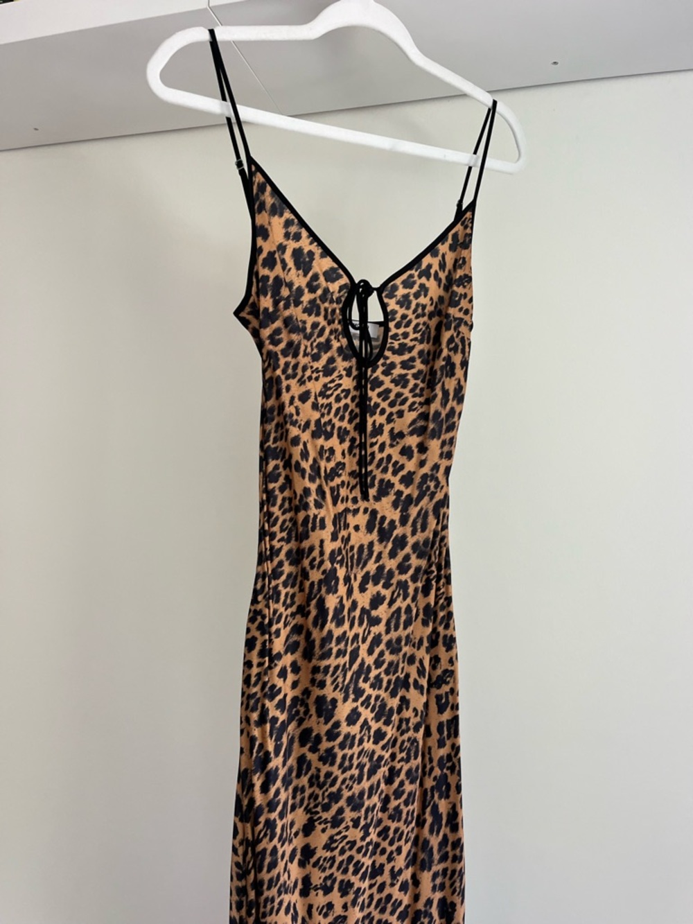 Rumored Leopard-Print Midi Slip Dress in Tan and Black